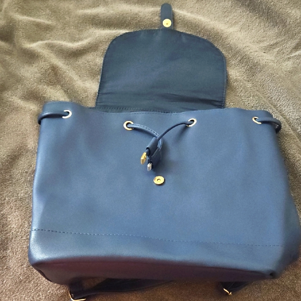 Stylish Blue Leather Backpack Purse‎